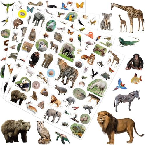 Fancy Land Animal Stickers Jungle Animal Sticker for Kids 8 Sheets Wild Safari Themed Decals for Scrapbooking Water Bottles Envelopes Decor Party Favors 400Pcs