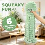 Prime Pets Jouets pour chiens pour grands chiens, 27” Jouet de chien Octopus en peluche extra grande, Jouet à chien Cripe Squeaky pour les petites races moyennes de grande taille, Jouets interactifs à mâcher pour les garder occupés, verts