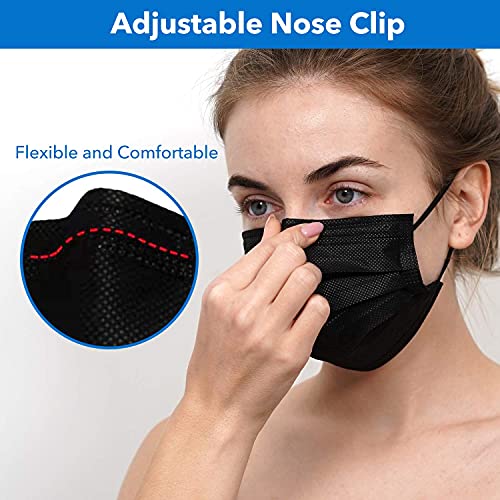 Image of MEELANA Non Woven Fabric 3 Ply Disposable Surgical Mask for Men Women with adjustable nose pin Reusable (Pack of 100) Breathable Masks
