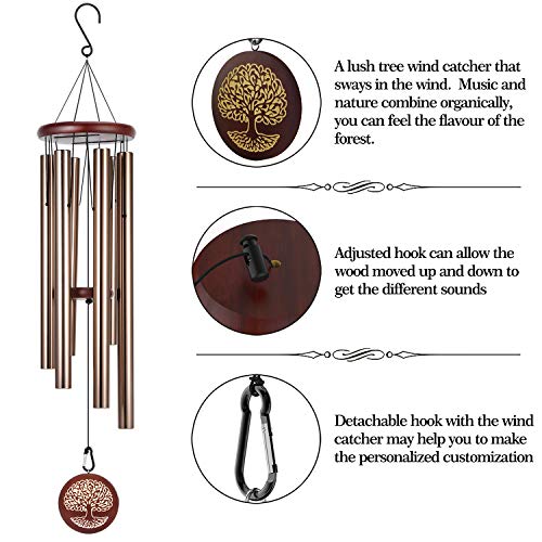 Noble House Wind Chimes Outdoor Deep Tone,40" Tuned Wind Chimes,Large Wind Chimes with The Engraved Tree of Life, for Outdoor Garden,Yard,Patio and Home Decor