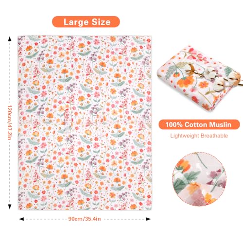 Image of Metplus Car Seat Cover Baby Girl, 100% Muslin Cotton Infant Carseat Covers, Lightweight Breathable Car Seat Canopy, Summer Stroller Sun Shade, Newborn Travel Essentials (Colorful Flower)
