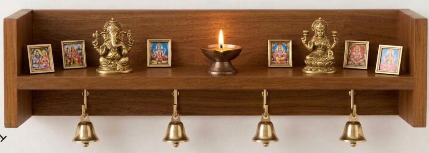 Classic Divine Pooja Mandir for Home Wall Mounted | Wooden God Temple for Home | Pooja Stand for Office | Puja Mandir | Puja Shelf for House | Temple for Office-image-28