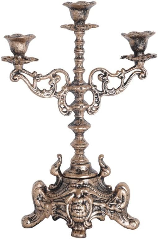 Vintage Candelabra Nordic Wrought Iron Carved Candle Holder Three-Headed Candle Holder Suitable for Dinner Living Room Kitchen Dining Room Candle Stand