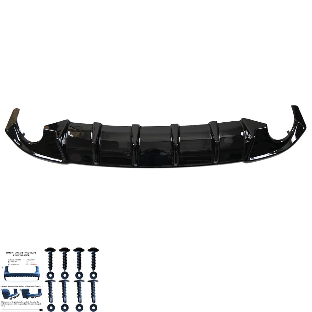 Oneway Jupe de pare-chocs arrière (Diffuseur) compatible avec Volkswagen Golf VI GTi/GTD 2008-2012 - Noir brillant