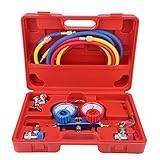 Ejoyous Kältemittel Klimaanlage Split Monteurhilfe R134A Kältemittel-Manifold-Messgerät Set, A/C-Verteiler-Messgeräteset der Klimaanlage mit 5-Fuß- Schlauchset Schnellkupplung Manifold Gauge