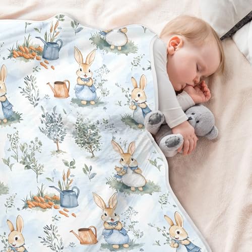 Image of vvfelixl Baby Swaddle Blanket for Boys Girls Peter Bunny Friend Baby Blanket for Newborn Nursery Blanket for Crib Stroller 30x40 in