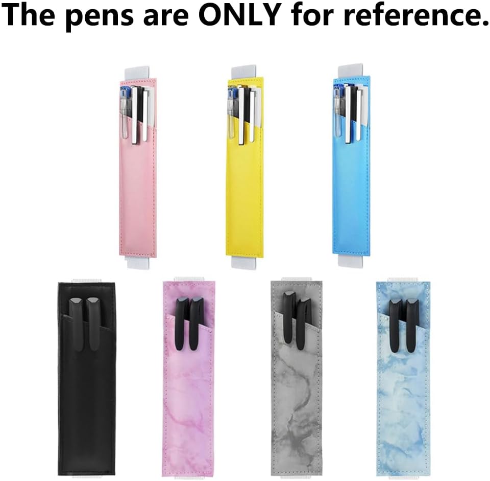 7PCS PU Leather Pen Holder, Adjustable Elastic Band Pen Pouch, Business Signature Pen Fountain Pen Pouch, Pen Sleeve Pouch for Notebook Hardcover Journals (Mix Colors)