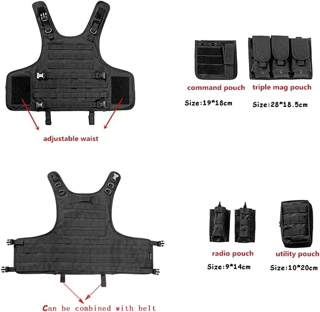 Tactical Vest Adjustable Airsoft Paintball Vest with Pouches for Men(BLCP)