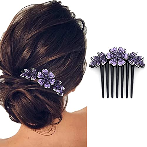 Brinie Hair Side Comb Purple Rhinestone Side Combs Flower Vintage Wedding Headpieces Hair Tools Hair Accessories Wedding Daily Gift For Women And Girls #TOP4