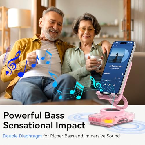 Image of ANCwear Bluetooth Speaker Phone Stand for Desk, Adjustable Holder | Bluetooth 5.4 audio stand with TF card slot for music and hands-free viewing in the kitchen, bedroom, office or travel
