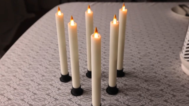 Image of Da by 6 Flameless Window Candles with Remote Controller & Timer, LED Cone Stick Candle, Free 6 Black Bases, 9.6 Inch Battery Powered Christmas Candles for Home, Party, Holidays, Christmas Decoration