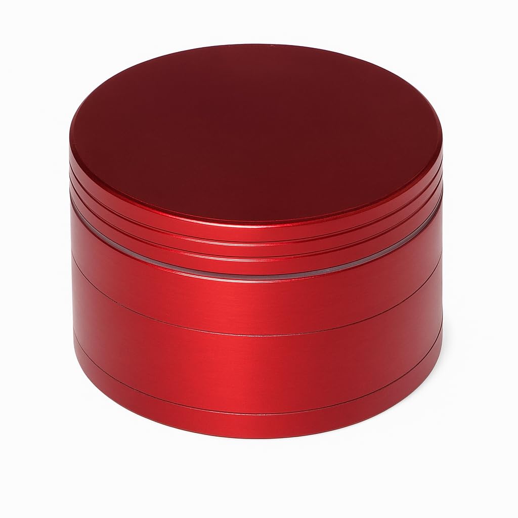 METIER Crusher 50mm Grinder Crushers for Grinding Herbs and Spices with Honey Dust Filter 4 Parts Bong Accessories 50mm | Color Red | Pack of 1