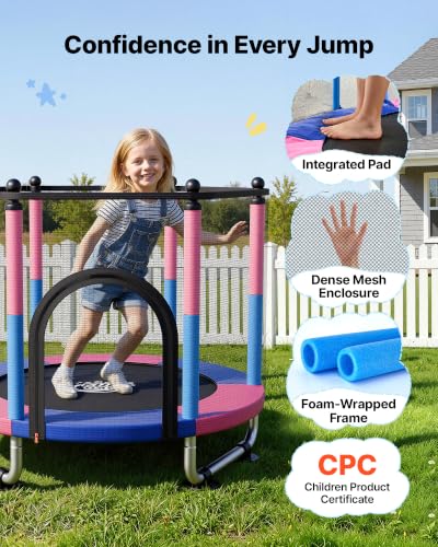 Image of VEVOR 3FT Trampoline 36 inch Trampolines Indoor /Outdoor Trampoline for Toddlers, Foldable Mini Baby Jump Toy with Foam Handle, Recreational Trampolines Birthday Gift for 3+ Years Kids