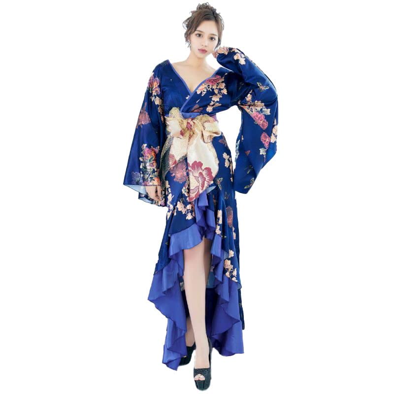 [LoveRich] 豪華 蝶々柄 花魁 着物  [0755]ネイビーブルー 51BlRSlCLfL.jpg