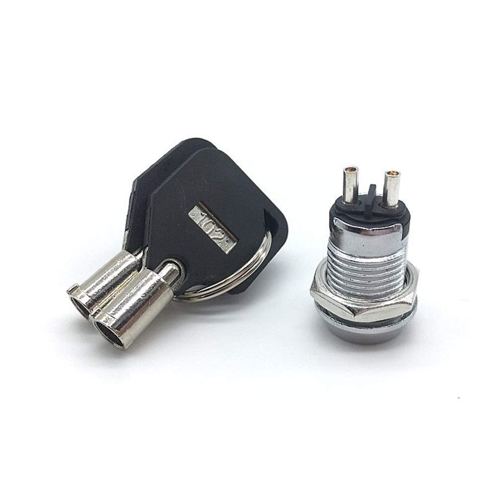 2 Interruttori A Chiave Precablati - 12mm - Metallo - ON/OFF Con Blocco - 250V - Per Go Kart, Scooter