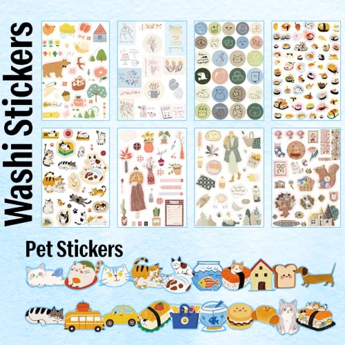 Image of The AutoStory Vintage Scrapbook Album Kit - A6 Junk Journal Notebook with Aesthetic Stickers, Collage Paper Pack & Washi Tape - DIY Journaling Supplies Gift for Teens & Girls (Daily Bloom, Blue)