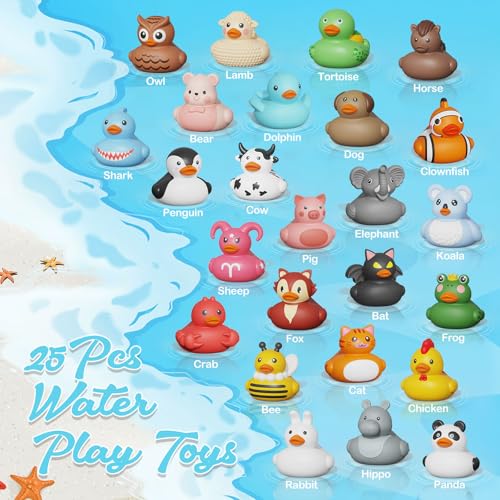 25er Set Badeente Baby Gummiente Badewannenspielzeug ohne Löcher Badespielzeug Weiches, schwimmendes Gummispielzeug Schwimmendem Spielzeug Wasserspielzeug Poolspielzeug für Kinder ab 18 Monaten