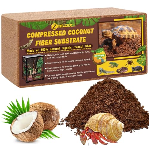 Image of ZeeDix 1 Pack Coconut Fiber Substrate, Premium Coco Coir Reptile Substrate | 100% Coconut Husk Terrarium Bedding for Reptiles, Tortoise, Bearded Dragon, Gecko, Snake, Hermit Crabs, Frogs, Tarantula
