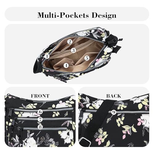 Image of AOCINA Nylon Crossbody Bags for Women Multi Pocket Cross Body Purses