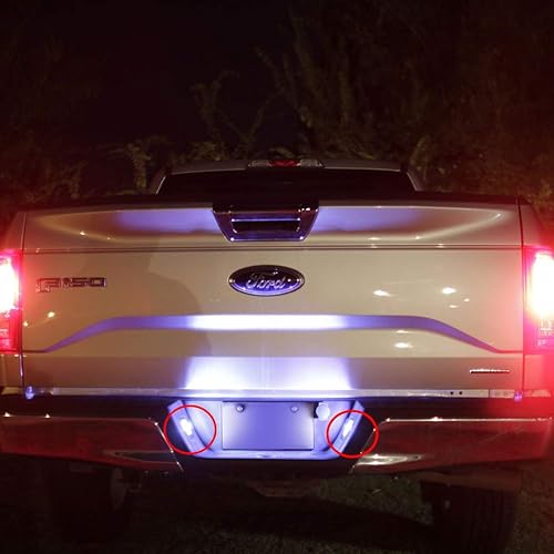 Miniatura 6 de Xinctai 2 lámparas LED para placa de matrícula para Ford F150 2015 2016 2017 2018 2019 2020 2021, Ford Raptor Trucks 2017, lente transparente, luces