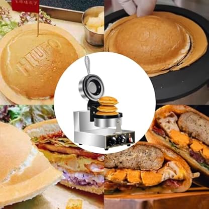 vnmudzeo 1300 W Elektrische UFO-Burger-Presse, 50-300 °C Temperatureinstellung, Kommerzielles Hamburger-Waffel-GeräT, Antihaftbeschichtet,220V – Bild 6