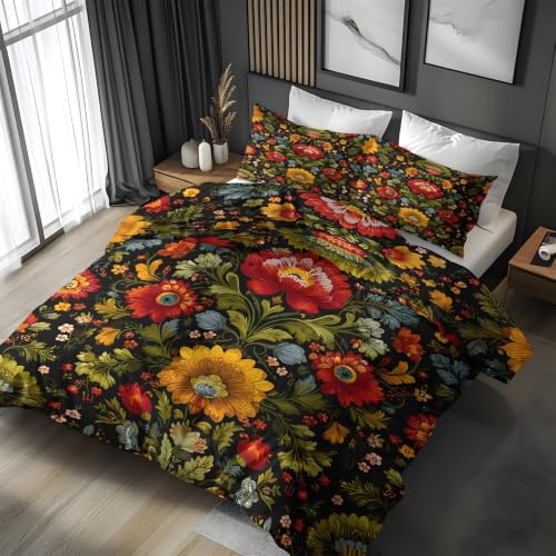 Housse de couette 220x240 microfibre douce et confortable motifs fleurs - 2