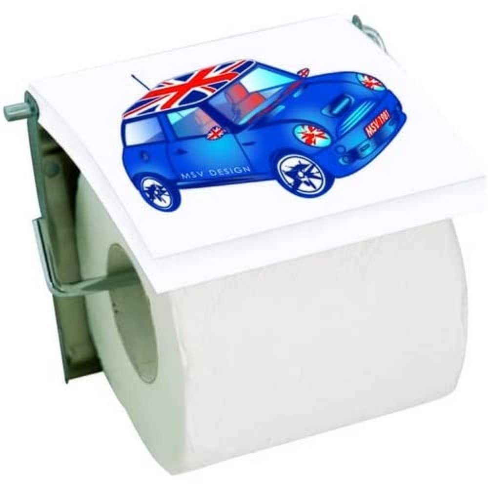 MSV Blue XS Toilet Paper Holder, Wood, Multi-Colour