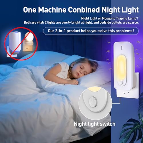 Image of Fruit Fly Trap for Indoors with 10 Refills, 2 in 1 Fly Trap Indoor with Night Light for Home, Gnat Traps for House Indoor, Plug-in Insect Trap for Gnats, Flies, Moths, and Other Bugs-White