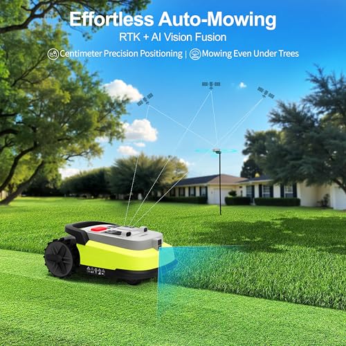 UBHOME Robot Lawn Mower, RTK+AI Vision Robot Mower for Accurate Navigation & Obstacle Avoidance, No Perimeter Wire, Smart APP Control, Automatic Grass Cutting for Large Lawns, 55% Slopes - Image 3