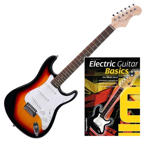 Rocktile Sphere Classic Guitare Électrique Sunburst + École de Guitare - Les Beatles, Paul McCartney, John Lennon, RIngo Starr, George Harrison Rocktile Sphere Classic Guitare Électrique Sunburst + École de Guitare
