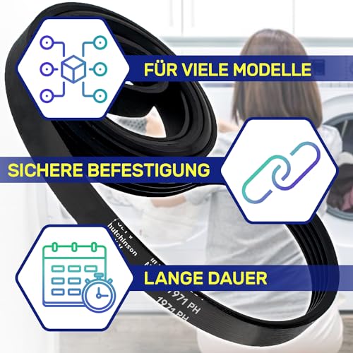 Keilriemen Trockner Poly-V 1971 PH 7 mit dem Originalcode 136603300/7 1366033007 für Electrolux für AEG 00416582 416582 für Bosch für Siemens - MADE IN EU - Garantie 10 Jahre - MONTERAL