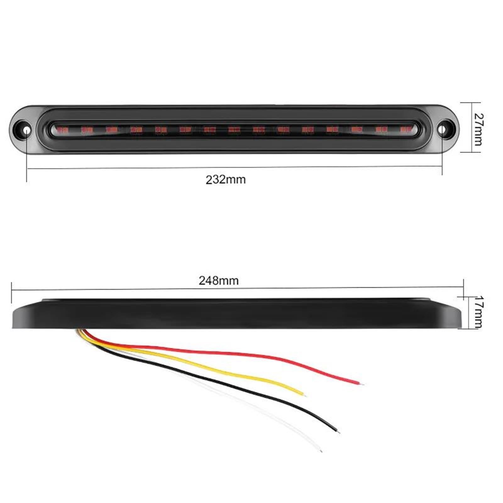 FRENO TRASERA LED Luz Señal Giro Trasera Remolque 12/24V Luz LED Freno Choques Trasero Luces Circulación Diurna DRL 3 1 Ultradelgadas Para Camión Tractor(4pcs Brake Taillight)