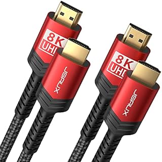 JSAUX Kabel HDMI 8K 3 m, 2 sztuki, kabel HDMI 2.1, 48 Gb/s, Highspeed HDMI, 4K 120 Hz, 144 Hz, 8K @ 60 Hz, HDCP 2.2 i 2.3, HDR 10, eARC kompatybilny z laptopem, monitorem UHD TV PS5, PS4, Dolby, czerwony