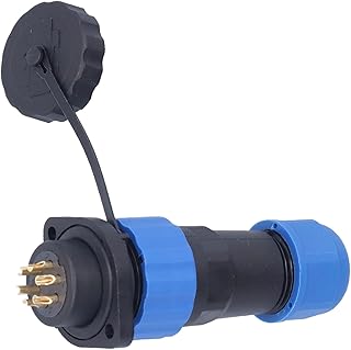 Waterproof Plug Socket, Flange Power Connector Oxidation Resistant IP68 Protection Copper Contacts for Electronic Equipments(6 cores (380V 10A))