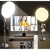 KingSom Ring Light with Stand,Full-Screen Ring Light for Desk with Phone Holder,Remote Control & Touch Zoom Lighting for Computer Video Conference Light,Dimmable Desktop Ring Light for Video Recording