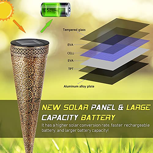 Vivibel Solarleuchten Garten, Metall Solarleuchten für Außen, Solar Gartenleuchte Wasserdicht IP65 Solarlampen für Garten, Warmweiß Dekoration Licht für Terrasse, Rasen, Garten Hofwege und Wege – Bild 7