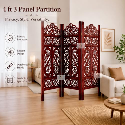 Image of Partition for Living Room,Divider,Partition Wall Divider Screen Separator, Wall Panel Divider for Hall | Bedroom |Office | Puja Room | Restaurant S Design (4 Feet 3 Panel)