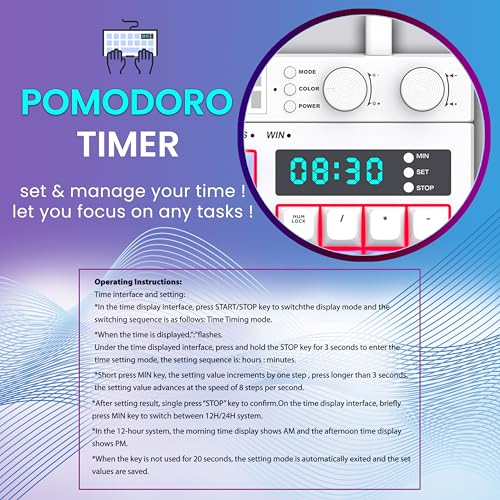 Image of Ant Esports MK1900 RGB Wired Gaming Keyboard with Volume Knob & Alarm Clock, 93 Keys + 6 Macro Keys, Mechanical Feel Membrane, DIY Backlit Effects, Compatible Windows /Mac /Linux - White /Purple /Blue