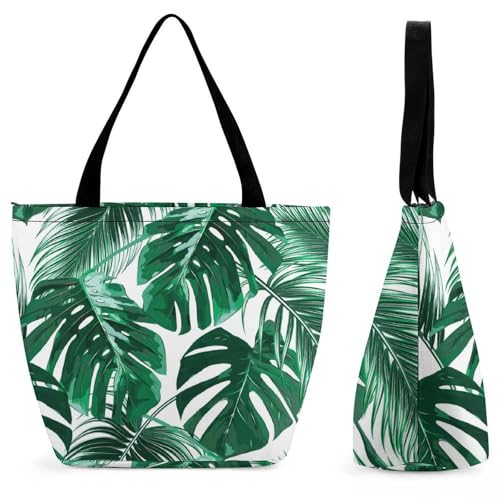 Sac à bandoulière imprimé tropical pour femme grand sac shopping