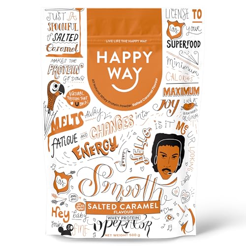 HAPPY WAY Salted Caramel Whey Protein Powder - 500g | Creamy Caramel with Hint a of Salt | Supports Toning & Muscle Recovery | Ideal for Shakes, Smoothies & Healthy Recipes