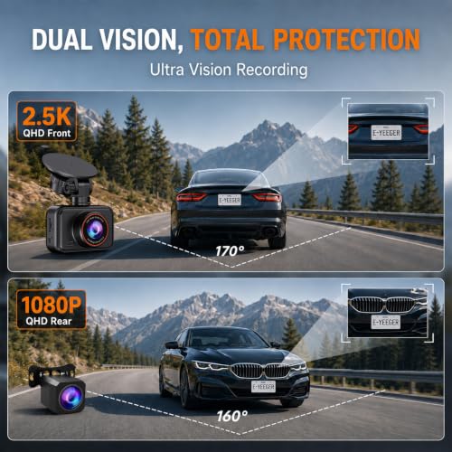 Dash Cam Front and Rear 2.5K+1080P