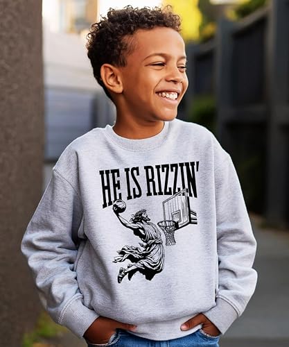 Olive Loves Apple He is Rizzin Sweatshirt for Men Women Teens and Kids Funny Gen Z Jesus Basketball Sweater3