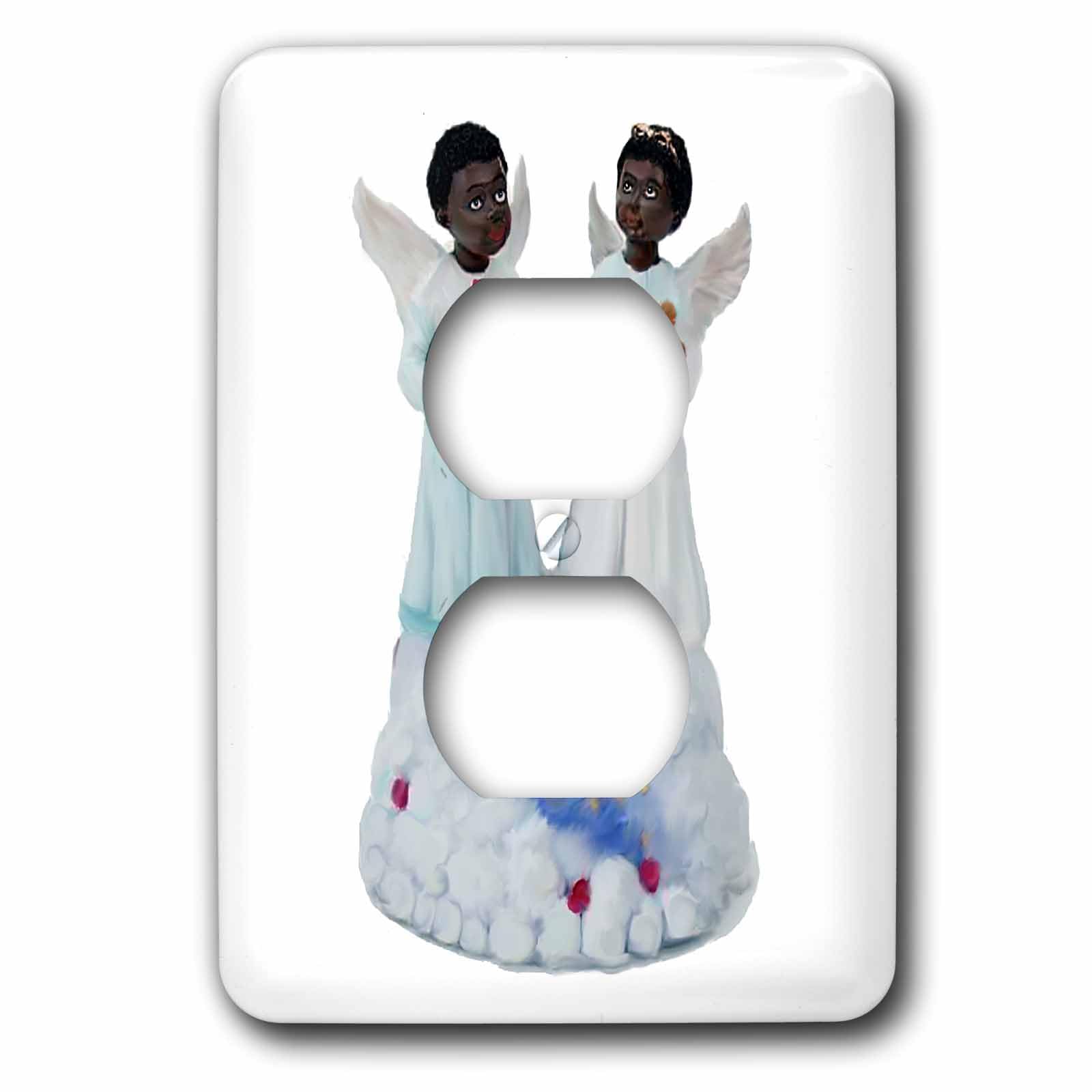 Ángeles afroamericanos cubierta de salida de 2 enchufes decorativa 3dRose lsp_1069_6