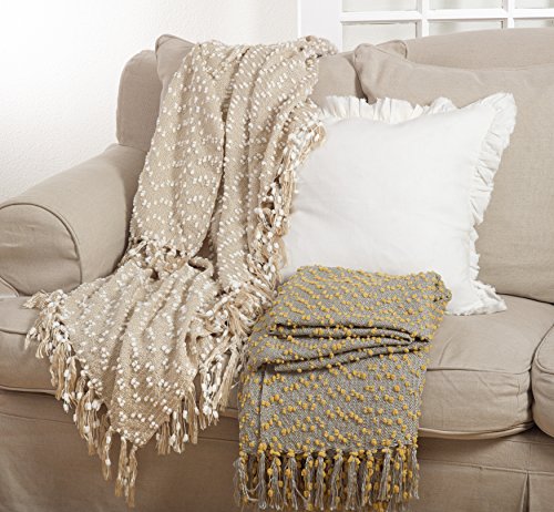 SARO LIFESTYLE Throw Blanket, Saffron, 50" x 60"