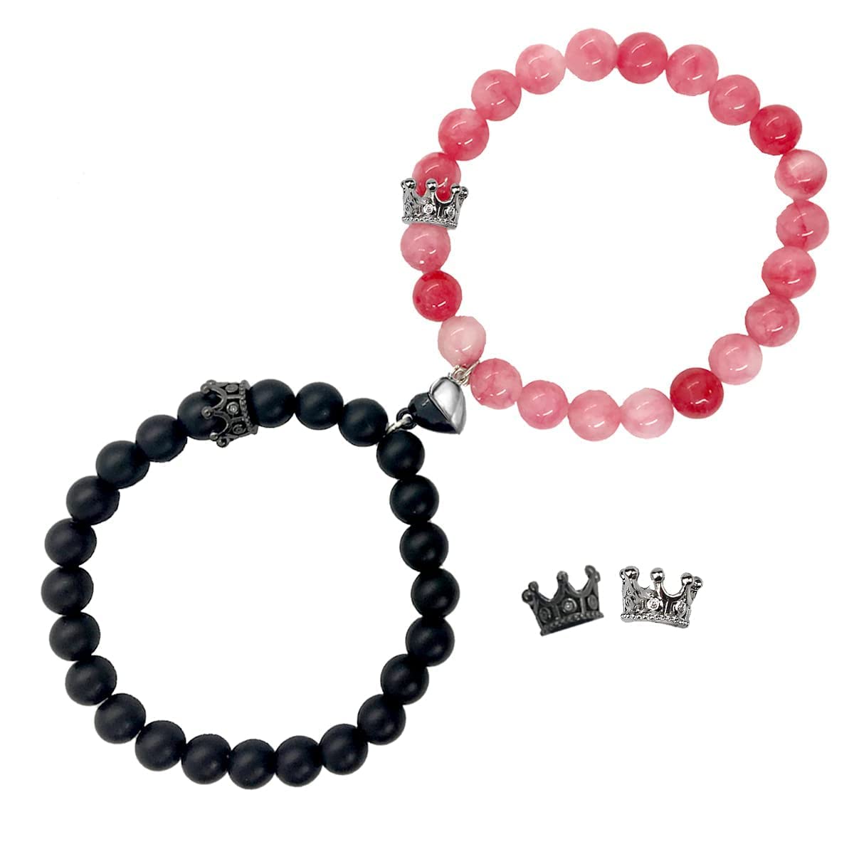 Ymeeaa Couples Bracelets King&Queen Crown His and Her Bracelets Heart Matching Bracelets Long Distance Relationship Gifts for Boyfriend and Girlfriend