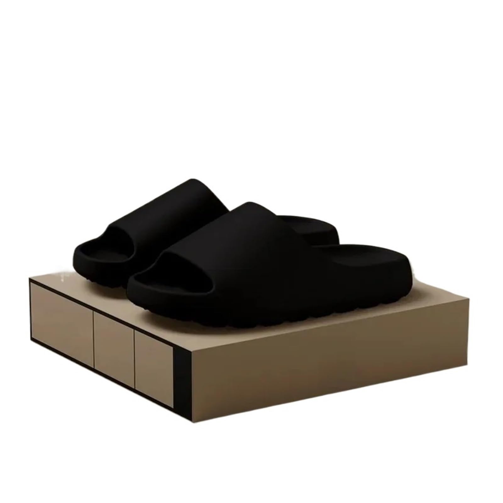 AMEEDA Cloud Sliders Coconut Slippers Cloud Thick-soled Beach Men Women's Sandals EVA Slides Summer Soft Bottom(Black,42-43)