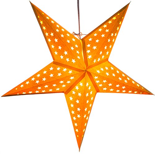 Image of Solid Yellow Paper Star Lantern with 12 Foot Power Cord Included