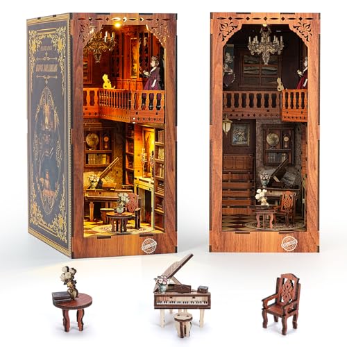 Kit de coin de livre pour adultes, maison de poupée miniature avec lumière LED, puzzle 3D en bois, décoration pour adultes et adolescents (petit bâtiment GRIMM)