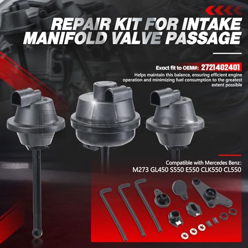 Image of Intake Manifold Air Flap Runner Repair Kit Gasket Compatible with Mercedes Benz M273 GL450 S550 E550 CLK550 CL550 (Replaces 2721402401)