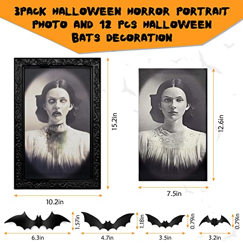 Hlartnet Halloween Spooky Pictures - Scary Halloween Picture Frames Decorations Wall Decor 3D Changing Spooky Halloween Photos Frame Haunted House Decorations Horror Creepy Party Decor #TOP4